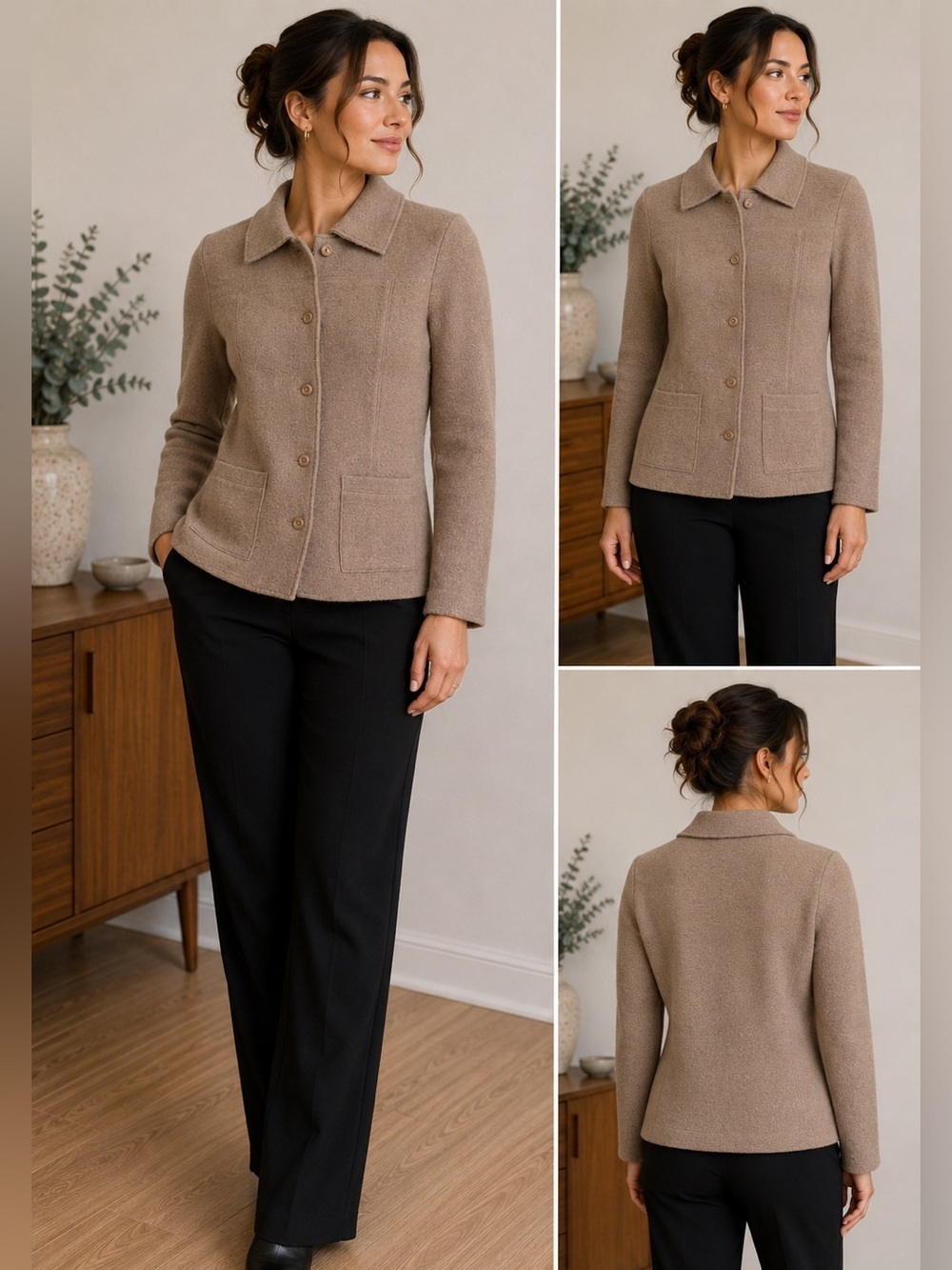 Contemporaine 100% wool Cream Button-Up Cardigan size XS